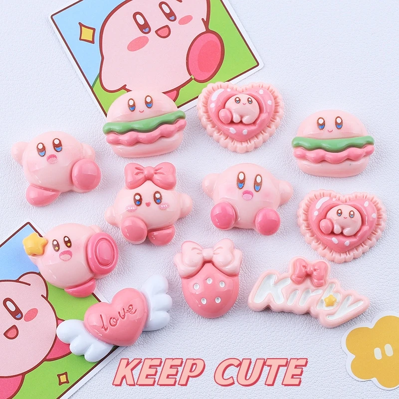 

10 шт. Kirbys кавайная розовая девушка сердце АНИМЕ Diy искусственное украшение мультфильм Глянцевая кремовая жвачка аксессуары из смолы