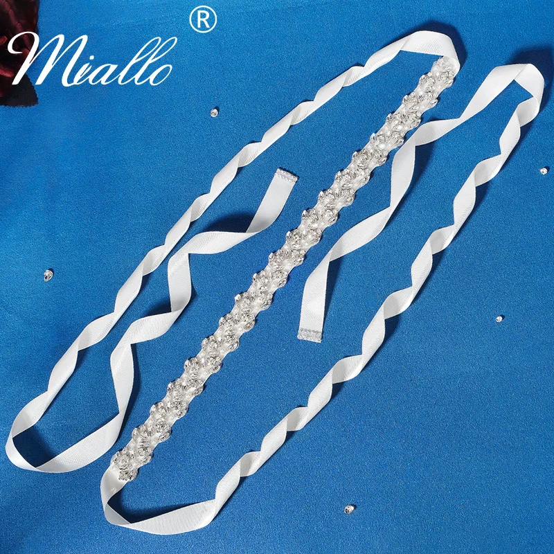 

Miallo Wedding Belt Accessoires Off White Ribbon Bruids Sjerpen Riemen Voor Avond PartDress Sash For Wedding Accessories