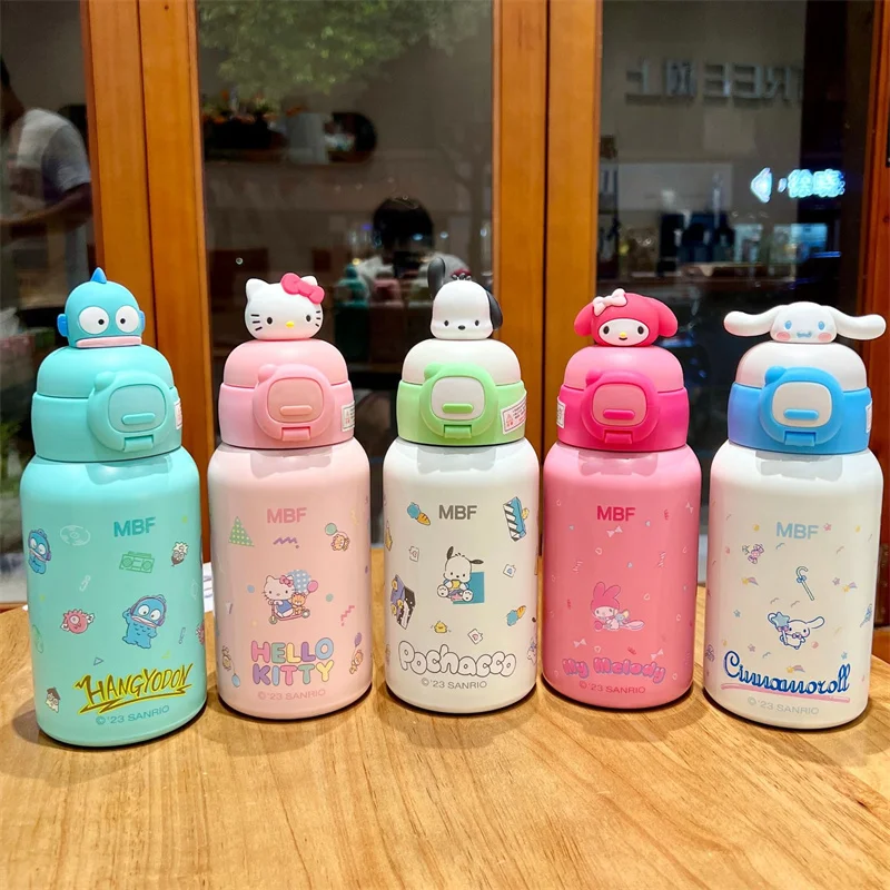 

New 500Ml Vacuum Cup Sanrio Hello Kitty My Melody Cinnamoroll High-Quality Kids Stainles Steel Thermos Cup Strap Water Bottle