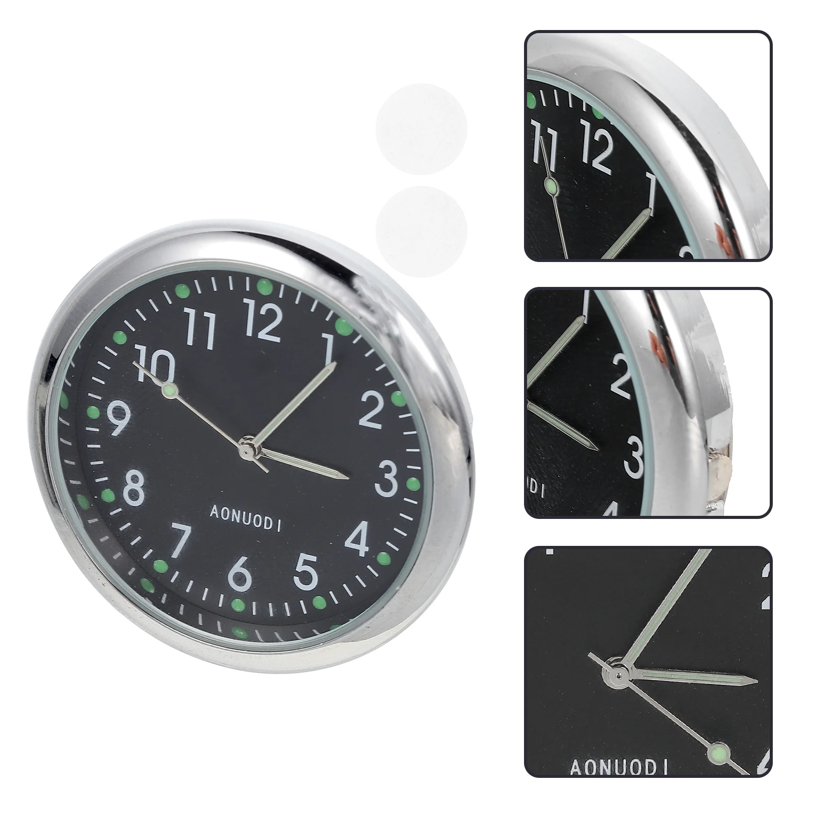 

Car Digital Clock Luminous Metal Stick Clocks Dash Board Decorative Small Glass Sticky