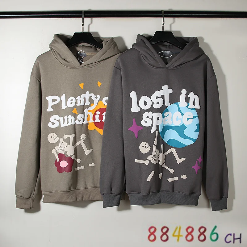 

Men Women High Street Hoodie 2022FW Retro Skull Graffiti Print Foam Letters Hooded Sweatshirt Casual Couple Hoodies Pullovers
