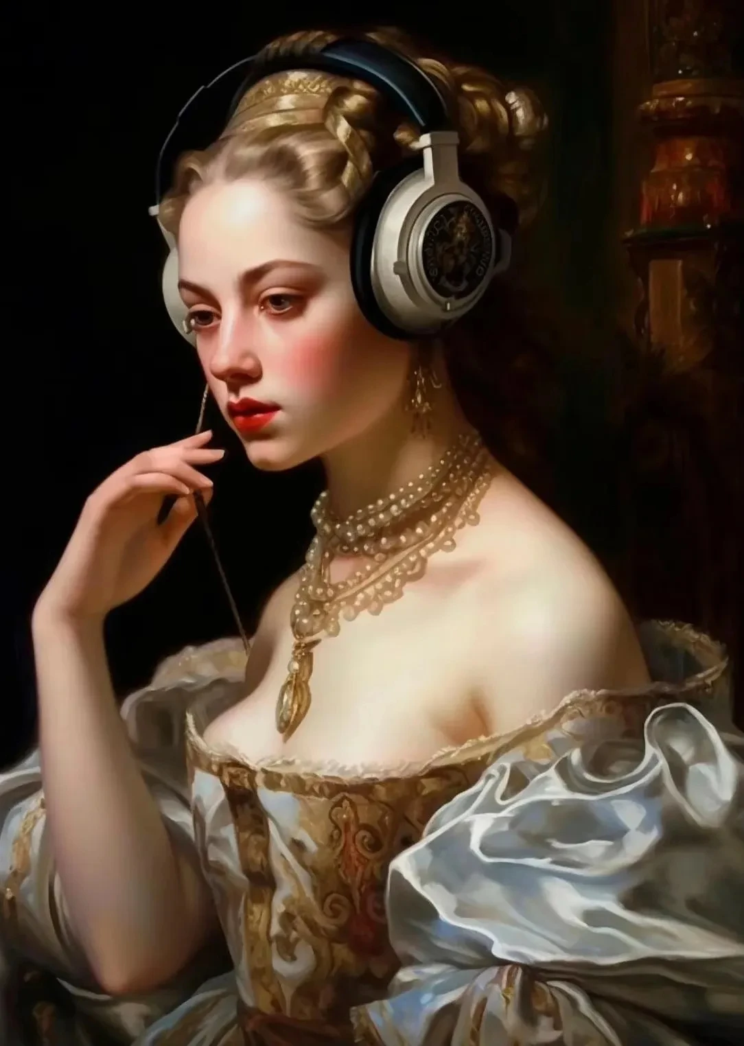 

Печать на холсте "Женщина в наушниках"