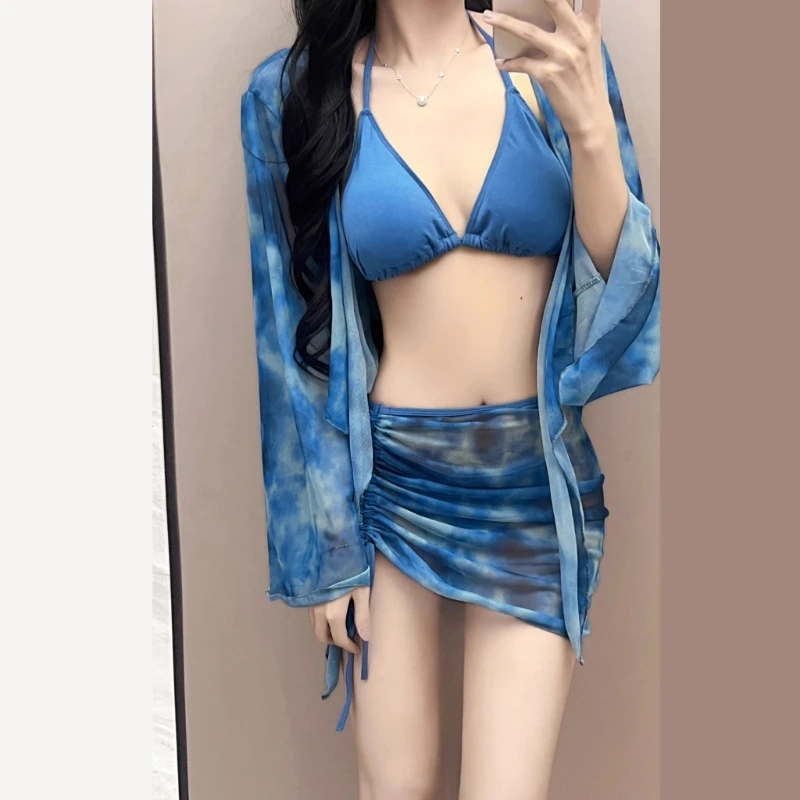 Женский купальный костюм для девочек 4 предмета разделенный купальник модный с