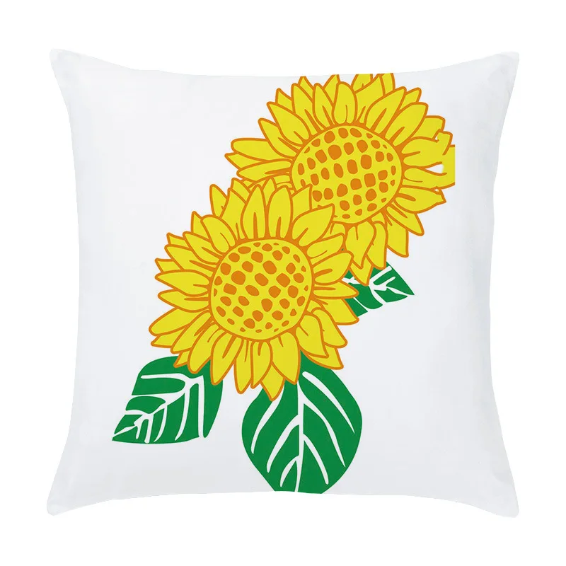 45X45 Sunflower Printed Cushion Cover Sofa Home Decorative Pillow Covers Print Pillowcase Splendid Flower Plant |