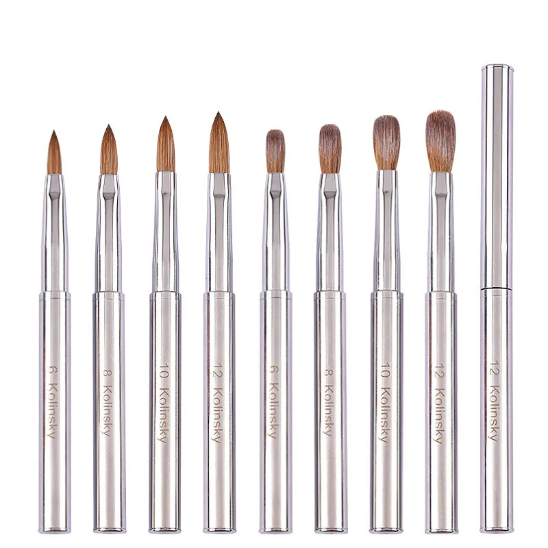 

Salon Carving Drawing Painting Nail Brush Silver Nail Art Brush Kolinsky Hair Brush Manicure Pens Professional Nail Tools