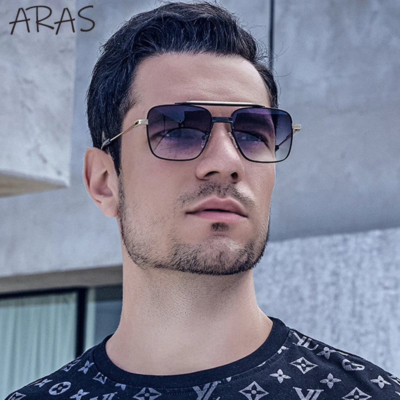 

Модные квадратные солнцезащитные очки, мужские трендовые классические солнцезащитные очки с двойным мостиком для вождения, мужские роскош...