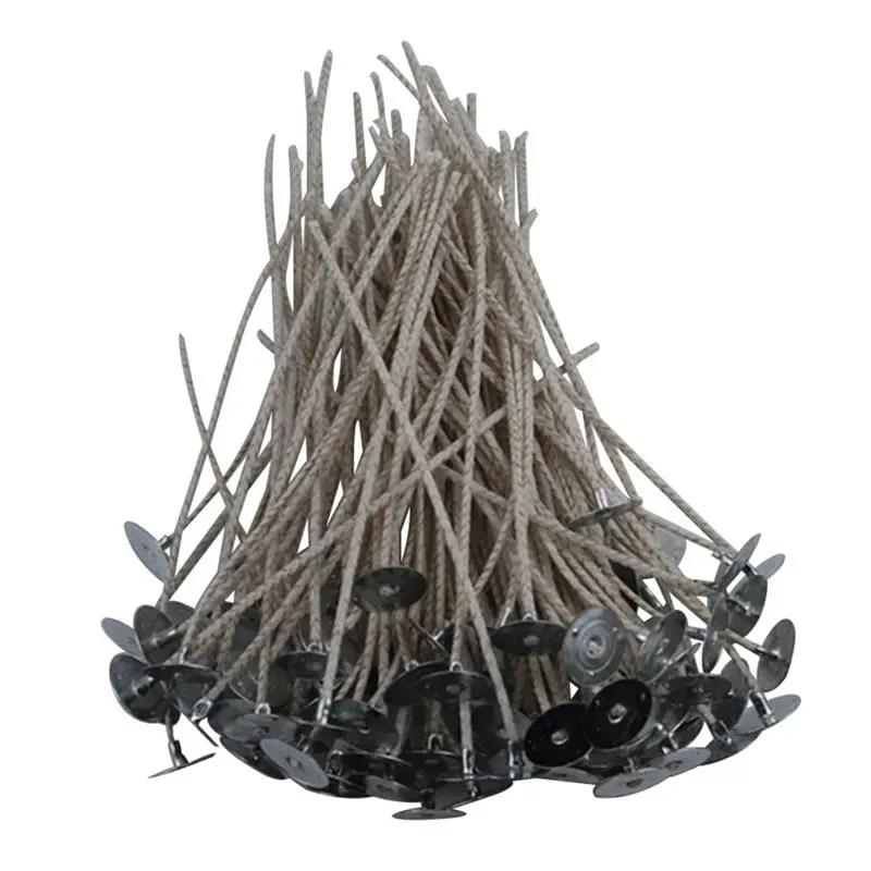 

200pcs Wicks With Sustainer Cotton Core Waxed Candle Wicks For Candle Making Large Base 15cm Soybean Wax Special Candle Wick