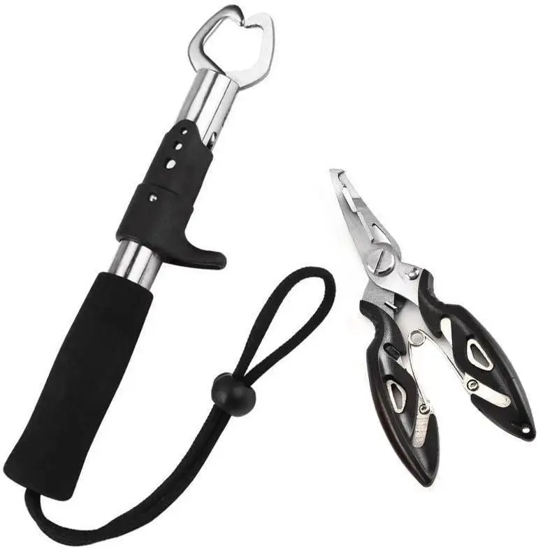 

New 22cm Fishing Gripper Portable Stainless Steel Fish Lip Controller Handle Grab Fishing Tackle Plier Holder for Fishing Tool
