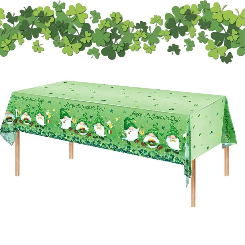 

St Patricks'Day Tablecloth Lucky Clovers Faceless Gnome Doll Shamrock TableCloth St'Patricks Day Table Decorations Tablecloth