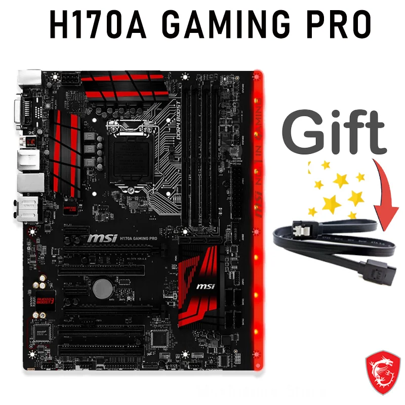 

LGA 1151 MSI H170A GAMING PRO Motherboard DDR4 64GB DDR4 2133MHz PCI-E 3.0 Desktop H170 Mainboard 1151 Used Motherboard i7 i5 i3