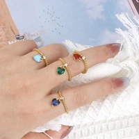 luxury gold color heart rings for women exquisite micro inlaid colorful zircon open adjustable rings wedding engagement jewelry