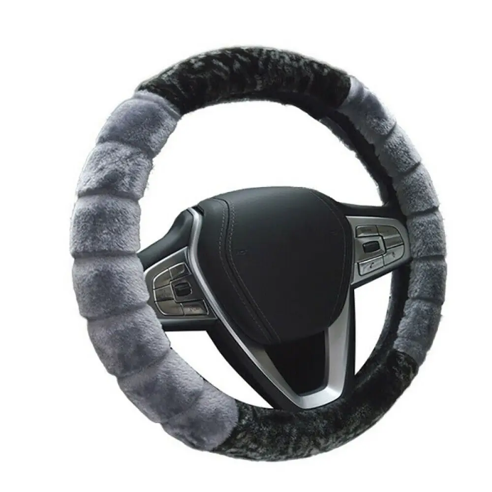 Winter Car Fluffy Steering Wheel Cover 38cm Non-Slip Warm Soft Plush Auto Steering Wheel Protector Car Interior Decor