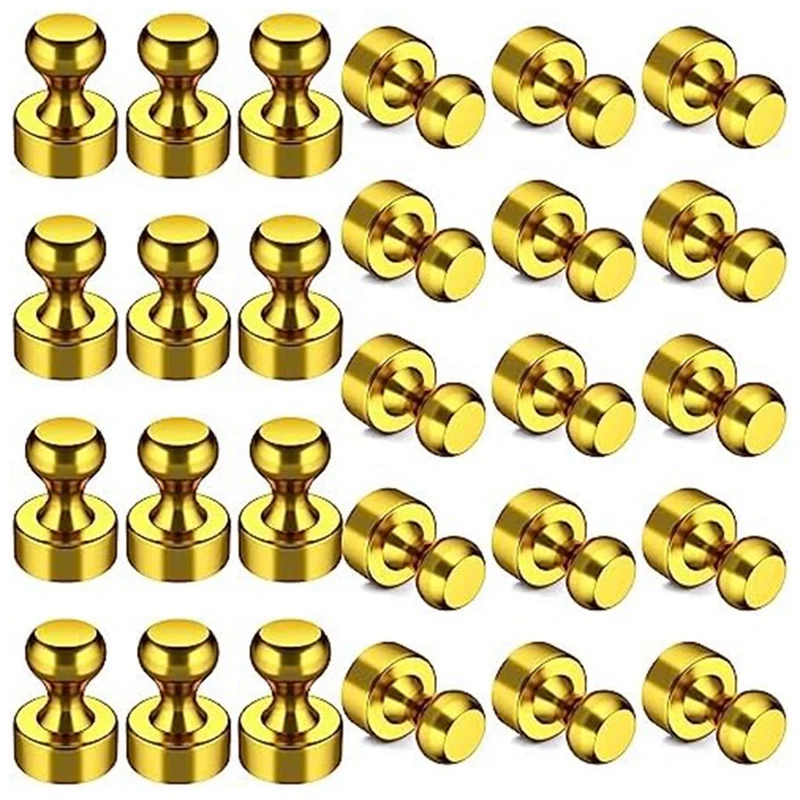 

24 Pack Refrigerator Magnets Fridge Magnets And Magnetic Push Pins For Kitchen, School, (Gold)