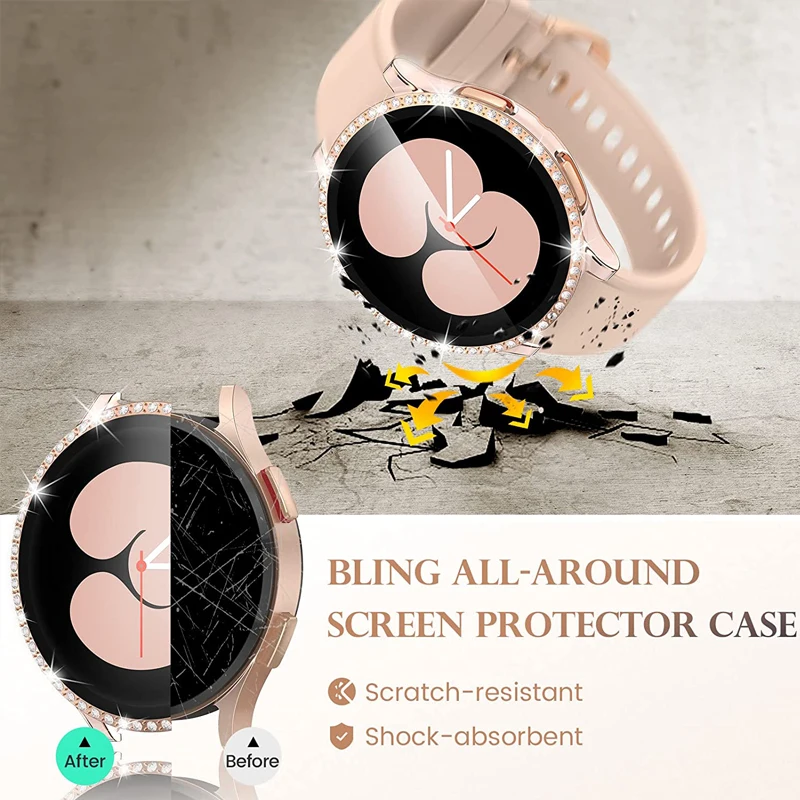 Watch Cover for Samsung Galaxy Watch 4 40mm 44mm,Diamond  Case All-Around Protective Bumper Shell for Galaxy Watch4