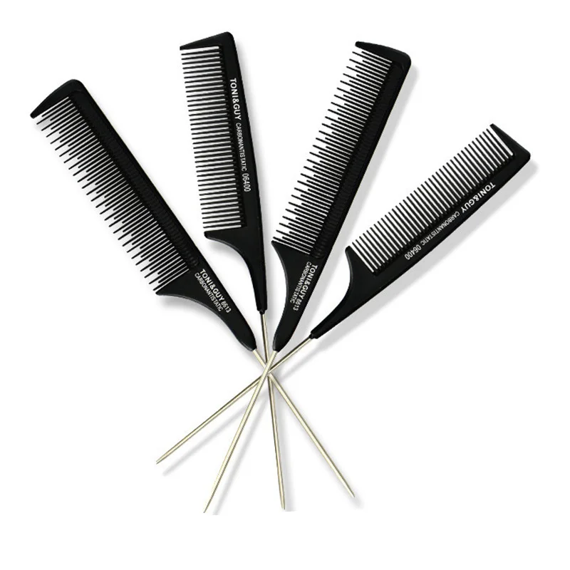

Black Fine-tooth Hair Comb Anti-static Rat Tail Dyeing Combs Steel Needle Hair Styling Beauty Tools Barber Shop Accessories