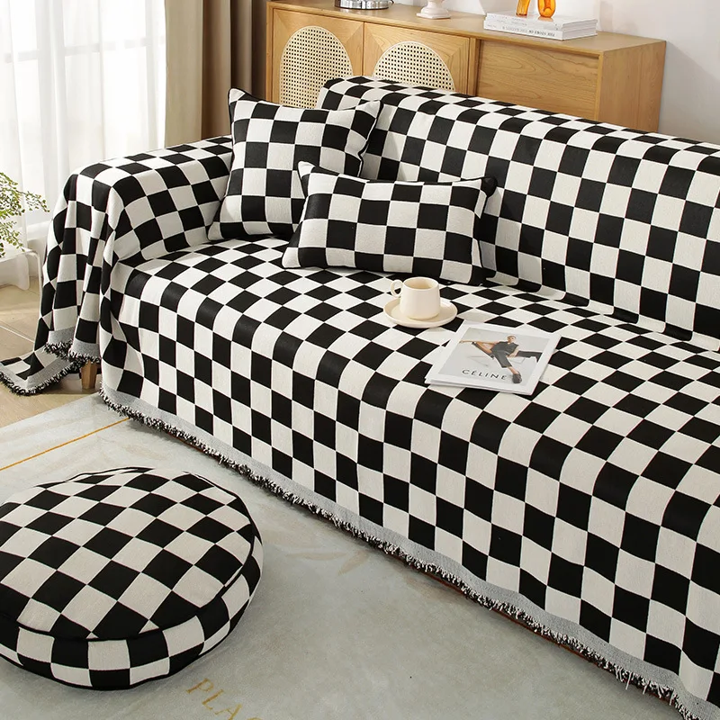 

Sofa cover towel blanket checkerboard cat scratch the sofa set