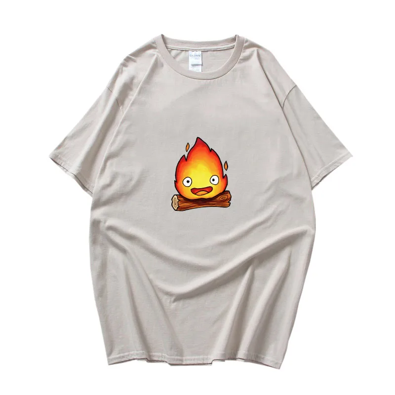 

Howl Moving Castle T-shirt Men Casual Tee Shirt Harajuku Tops Tshirt Camiset Vintage Cotton T Shirt Oversized Short Sleeve Tees