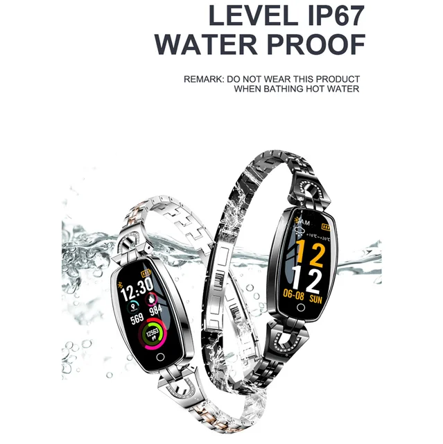 H8 Fashion Women Smart Bracelet Watch Heart Rate Fitness Tracke H8 Pro H8pro Wristband Diamond Smartwatch IP67 Waterproof Sale 4