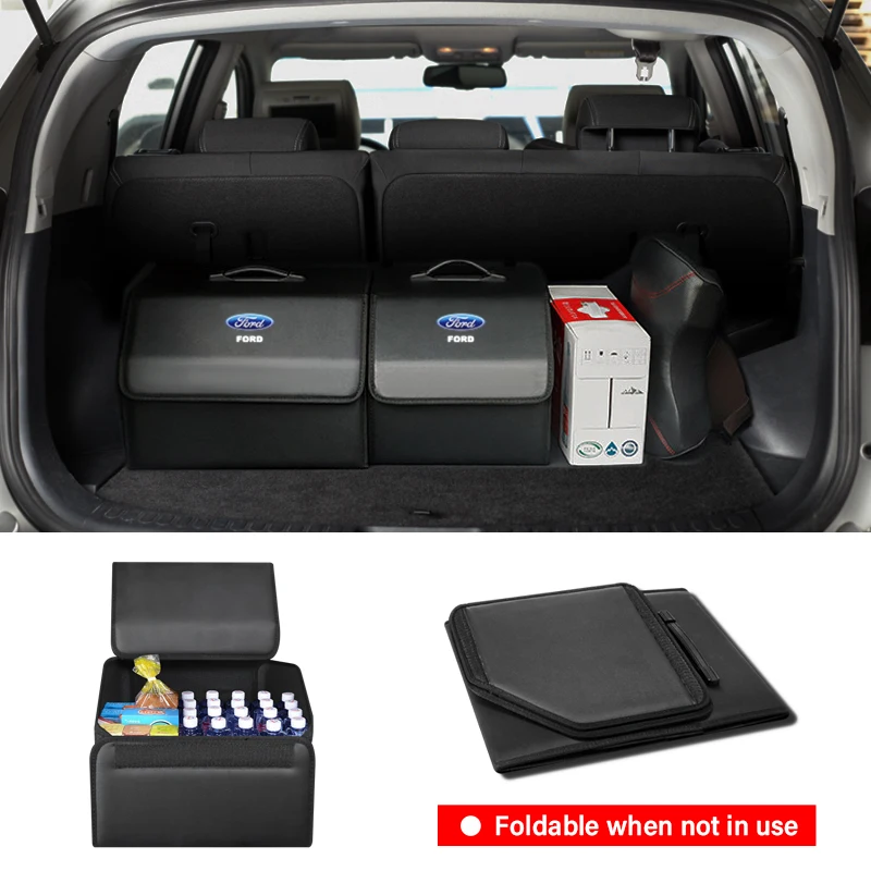 

Car Styling Trunk Organizer Box Large Capacity Leather Folding Storage Case Tools For Ford Focus 2 3 4 MK2 MK3 MT Mondeo MK4 Max