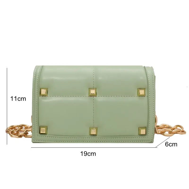 

Small Square Rivet Crossbody Bag 2021 Fashionable Purses Thick Chain PU Leather Women's Designer Handbag Leather Mini Bag