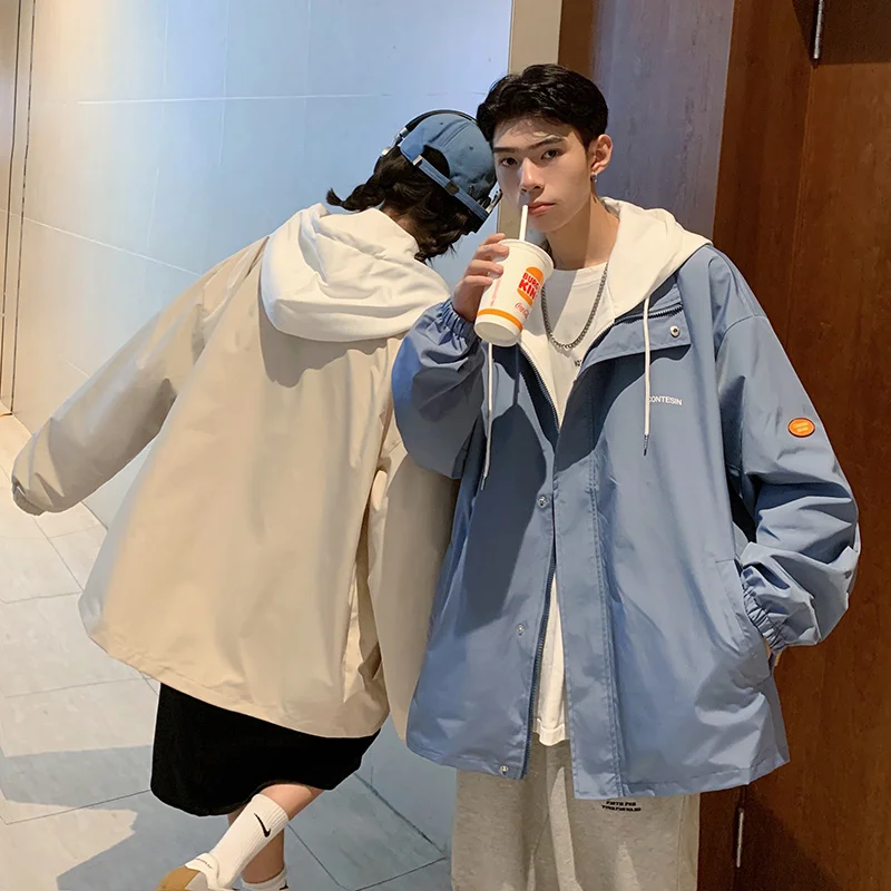 Новая весенне-осенняя куртка для влюбленных модная с капюшоном из двух частей