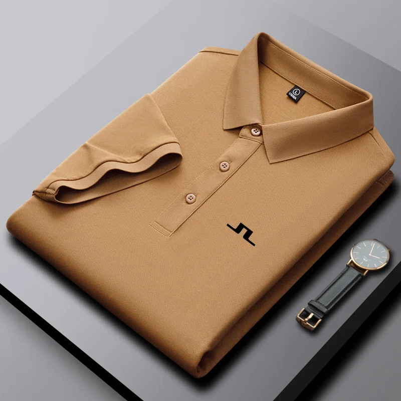 Cotton Short Sleeve T-Shirt Men's Golf Business Shirt POLO Jersey Top 2023 Summer New Cloth J Lindberg