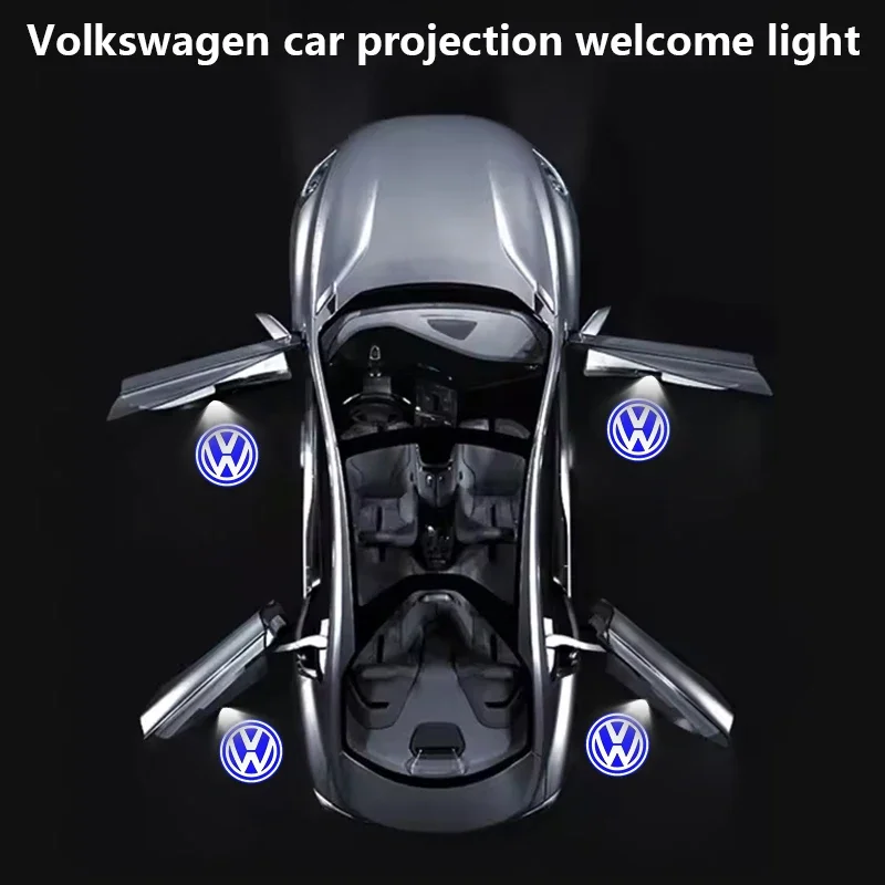 Фото 2 шт. светодиодных проекторов для дверей автомобиля с эффектом «Ghost Shadow» для VW Touareg, Passat B6, B7, B8, B9, Golf MK6, MK7, Jetta, GTI, R. №2
