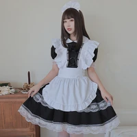 haya 2022 black lolita maid dress women lovely maid cosplay uniform animation show japanese outfit dress clothes kawaii dress