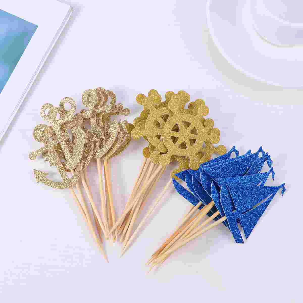 

Ship Cake Picks Cupcake Topper Nautical Theme Sailboat Birthday Cake Ornaments for Birthday Baby Shower Party 24pcs