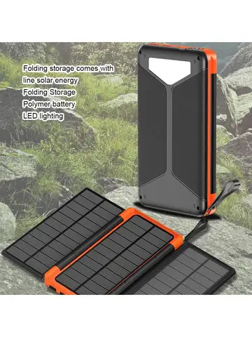 Складной аккумулятор на солнечной батарее емкостью 20000 мАч с 3 солнечной панелью, беспроводное зарядное устройство Qi, внешний аккумулятор для iPhone, повербанк для кемпинга