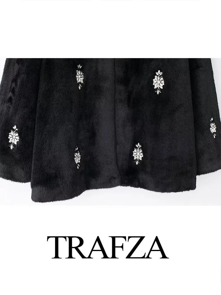 TRAFZA 2024 зимнее пальто из искусственного меха для женщин новый модный однотонный