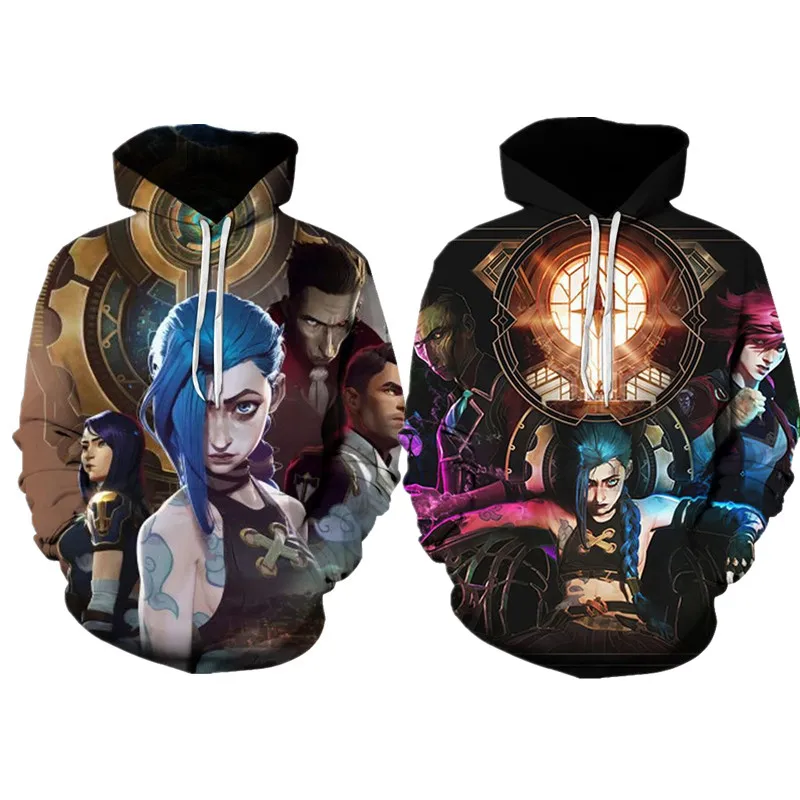 

Anime Game Cosplay Costume Jinx Arcane 3 D Printed Oversize Pullover Sweatshirts Sport Street Clothes LoL Gifts Fashion 2022