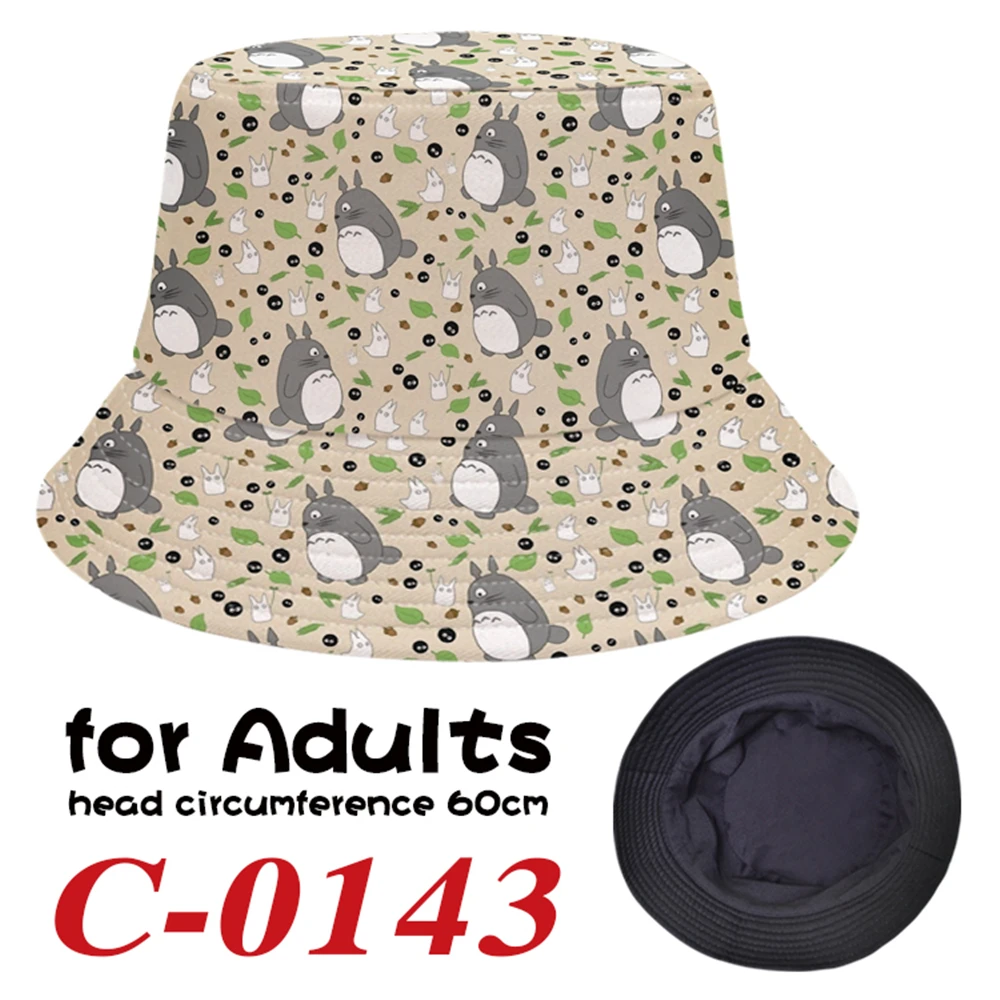 

Anime Totoro FullColors Printing Fashion Fisherman Hat Canvas Bucket Hat Casual Summer Outdoor Sunscreen Cap Unisex Beach Cap