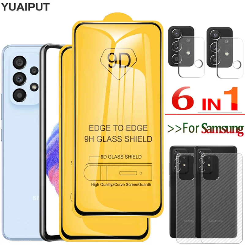 

6in1 pelicula A53,Tempered Glass For Samsung A53 Screen Protector Samsung Galaxy A53 5G Protective Film A52 A52S A51 9H Hard Glass A22 A72 A32 A53 Back Film + Camera Protection Samsung Galaxy A 53 Glass