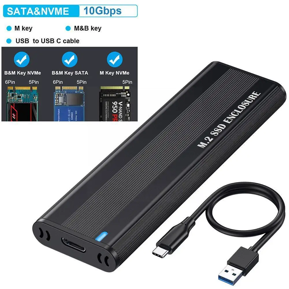

SATA USB3.1 To M.2 NVME SSD Case For 10GB PCI Compatible With M.2 NVMe/SATA PCIe M Key And PCIe B&M Key SSD Chip RTL9210B W3A1
