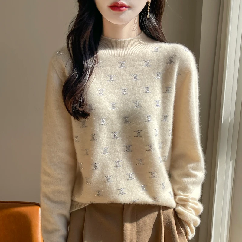 Осень и зима новая женская свободная повседневная трикотажная рубашка из 100%