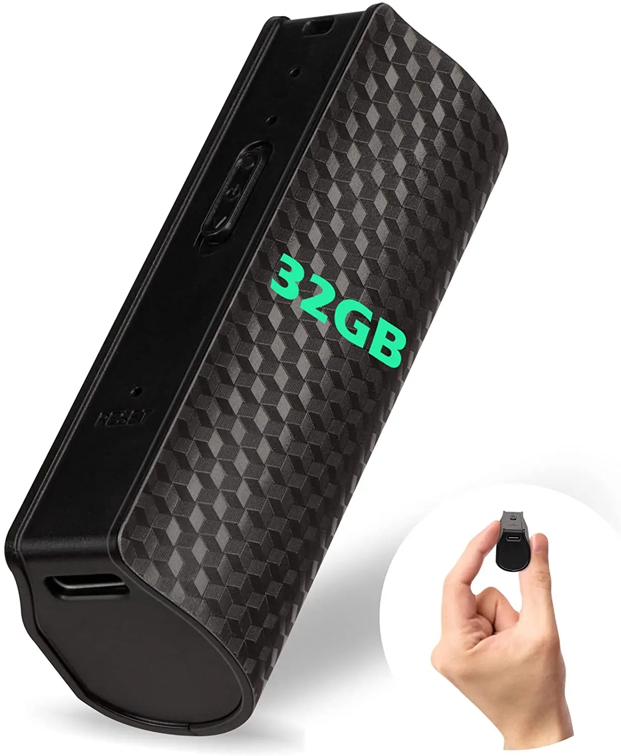 

Mini Digital Voice Activated Recorder: 32GB Portable Sound Dictaphone Recording Listening Devices, Small Handheld Tape Audio