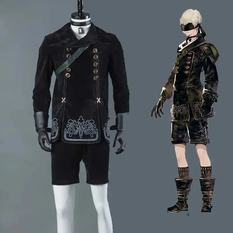 Фото NieR Automata YoRHa No.9 Type S Костюмы для косплея 9S Униформа Куртка + брюки + рюкзак + подтяжки + перчатки + галстук + чулки + HOv; 6,a №2