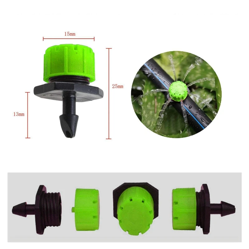 100Pcs 1/4Inch Adjustable Micro-Type Drip Irrigation System Watering Sprinklers Anti-Clogging Emitter Garden Supplies |