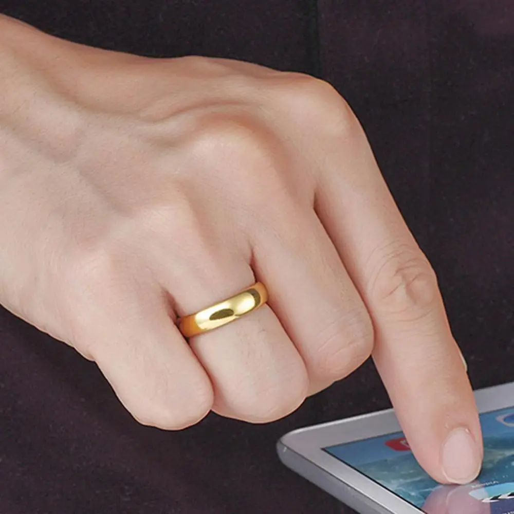 

Ring Simple Unisex Jewelry Gift High Polish Plain Dome Finger Couple Engagement Gift