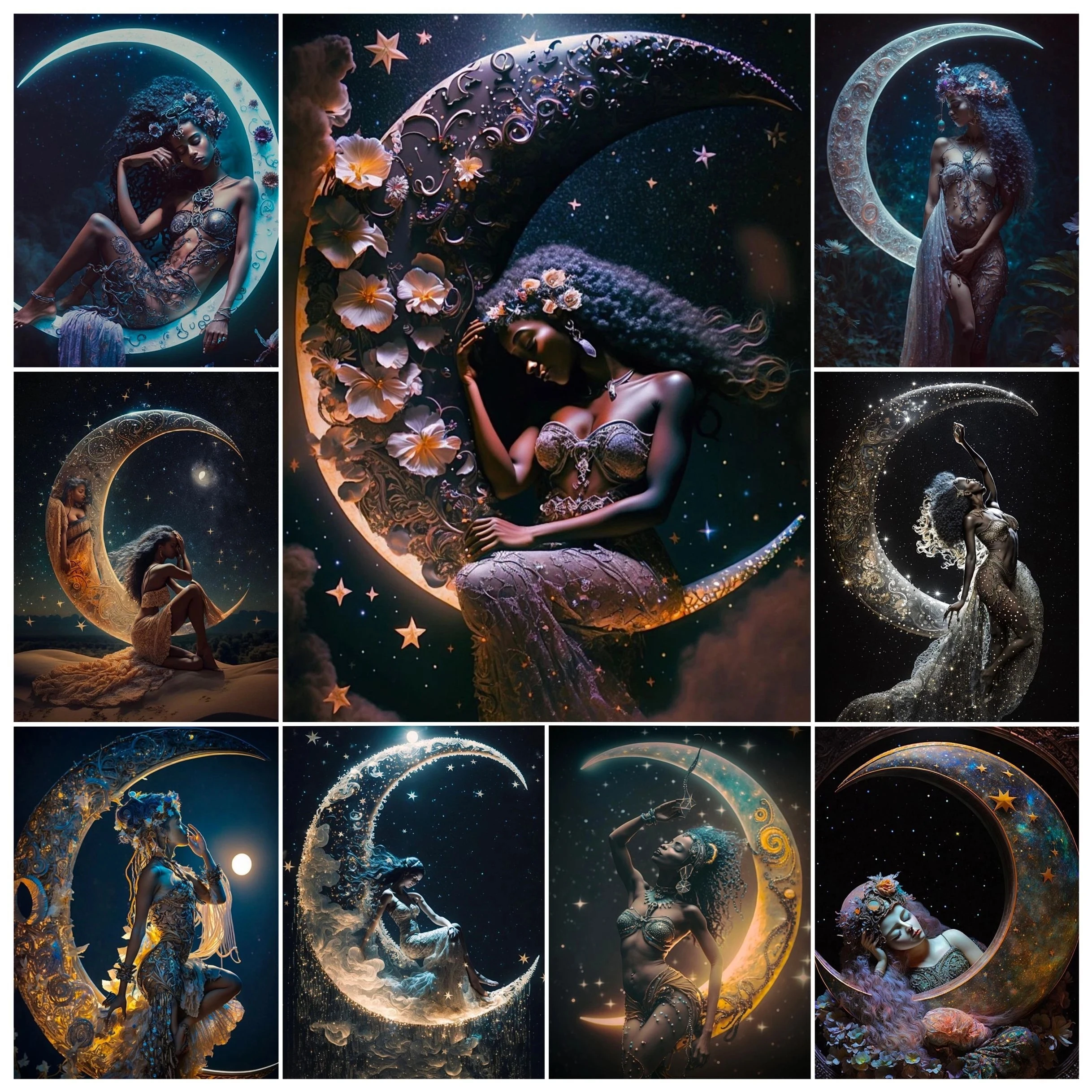 Картина из страз 5D, богиня луны, полная выкладка, новая вышивка из страз, Сказочная мозаика, Фантазийная девушка, картина Стразы V147