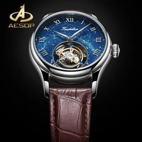 aesop mens mechanical watches waterproof sapphire glass luxury watch 42mm original manual tourbillon movement man wristwatch