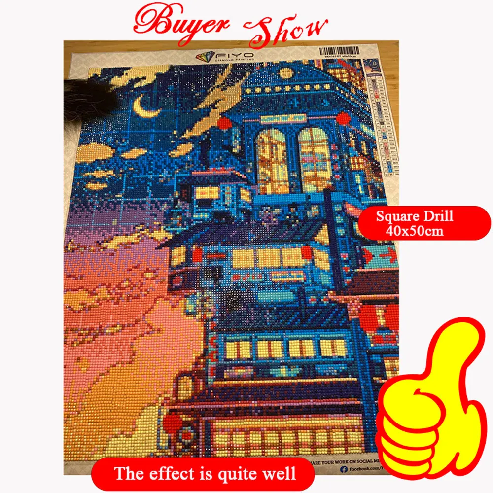 Алмазная живопись мультяшный ночной уличный пейзаж картина стразы мозаика