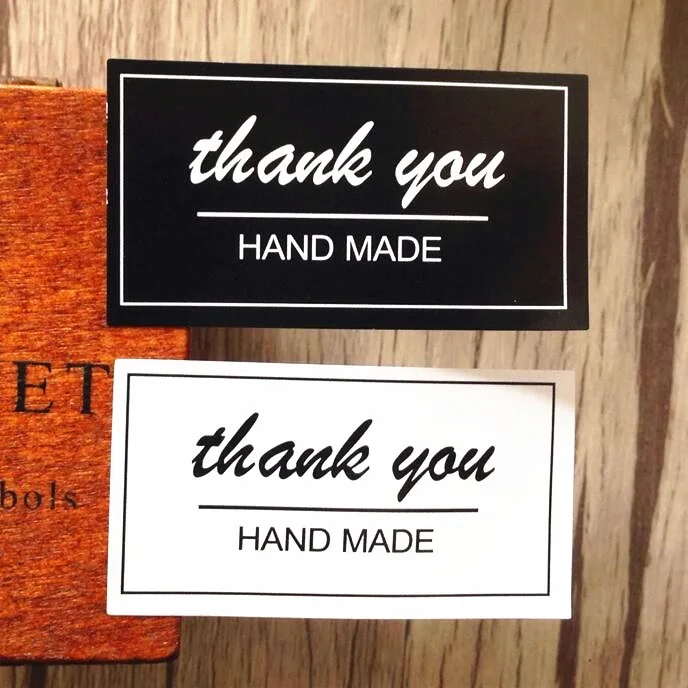 

80pcs/lot Rectangle Handmade Black & White Thank you Baking Seal Sticker For Party Favor Gift Bag Candy Box