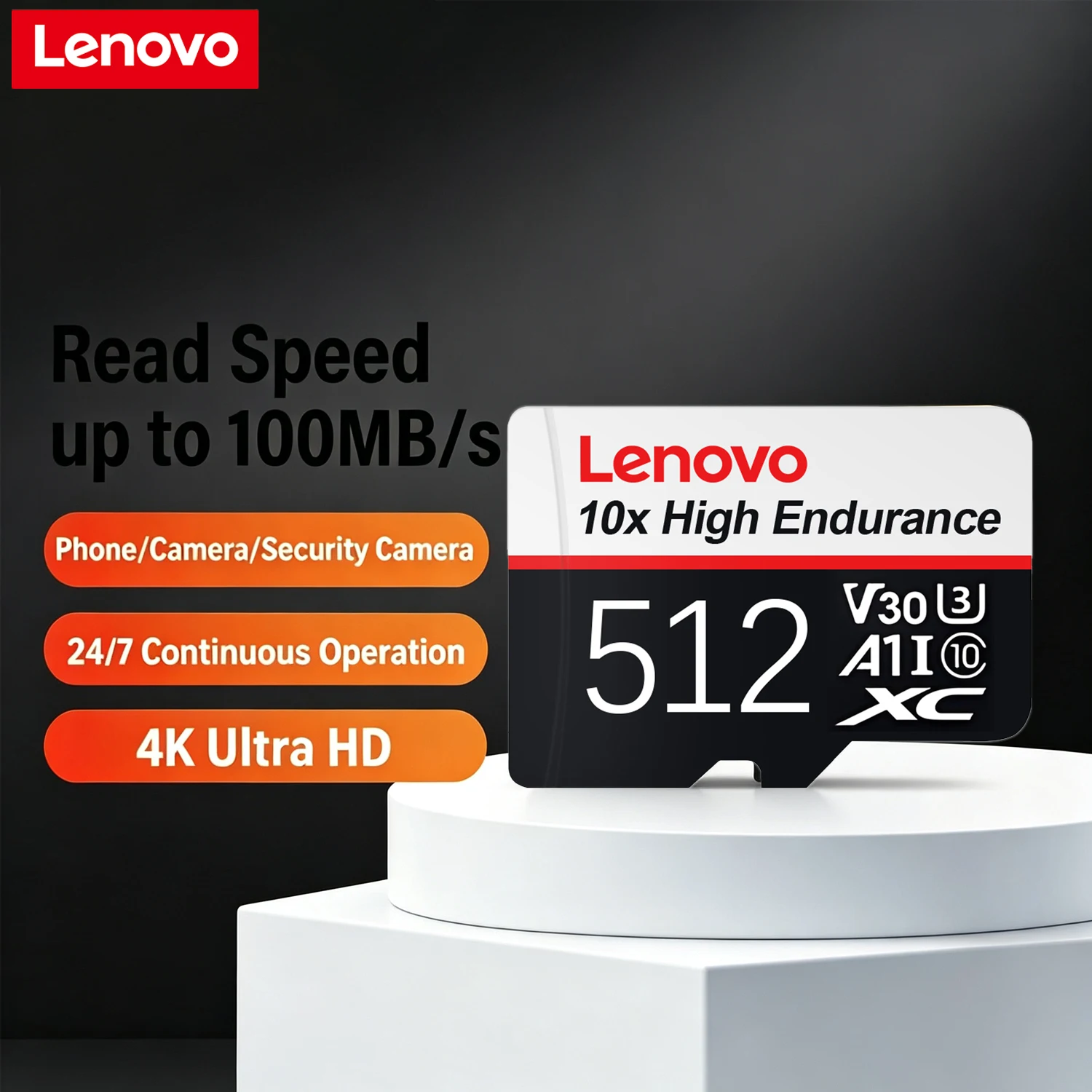 Фото НОВАЯ высокоскоростная карта памяти Lenovo Micro SD 512 ГБ U3 V30, карта памяти 256 ГБ, 128 ГБ, 64 ГБ, TF-карта для мобильного телефона, камеры, компьютера №1