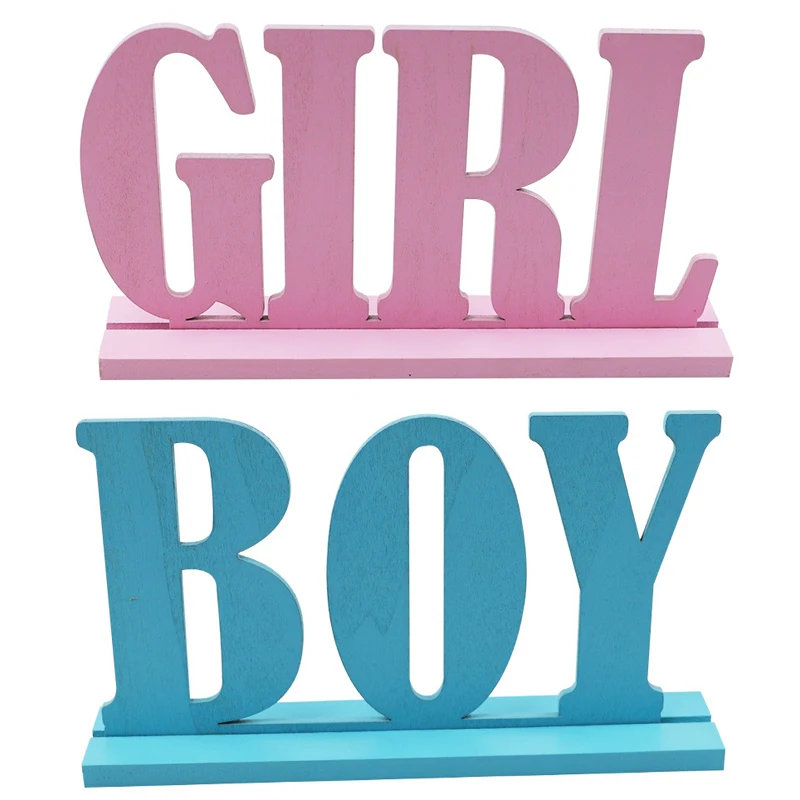 

Wooden Table Decor Boy or Girl Gender Reveal Party Accessories Baby Hundred Days Party Decoration Baby Shower Decorations