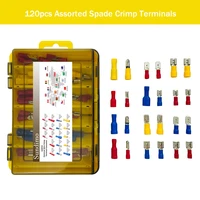 assorted spade crimp terminals insulated electrical lug female male cable butt sv rv ring fork connector set blue yellow red