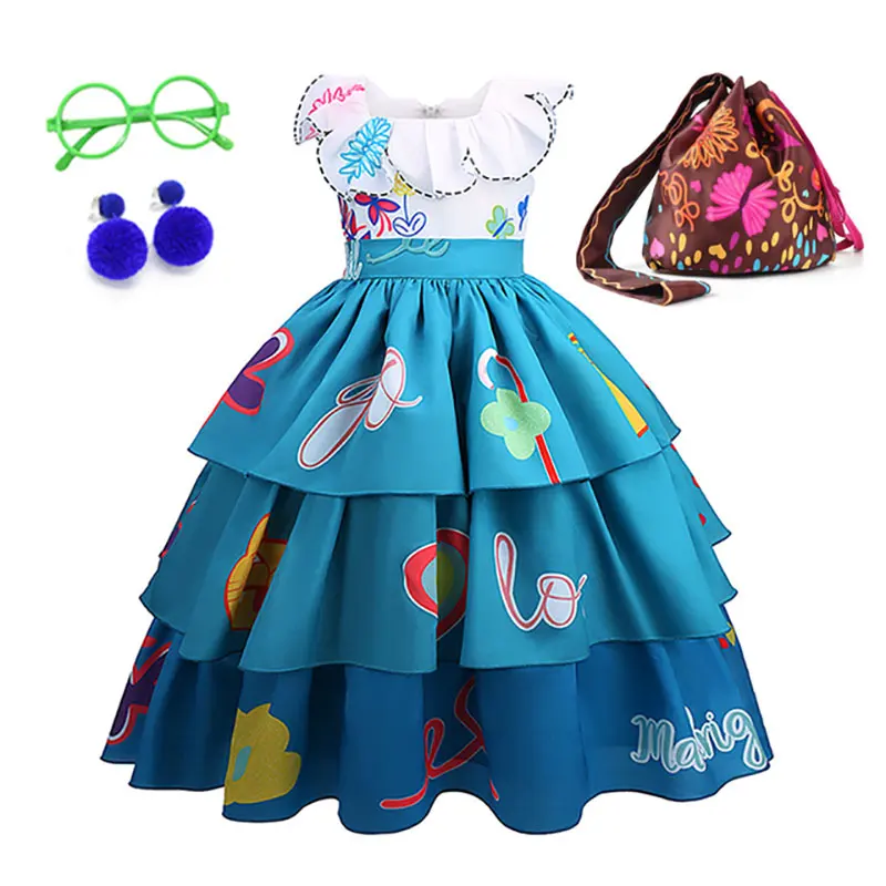 New Isabela Princess Dress Charm Girl Carnival Birthday Party Halloween Clothes Cosplay Mirabel Luoisa Disney Encanto Costume