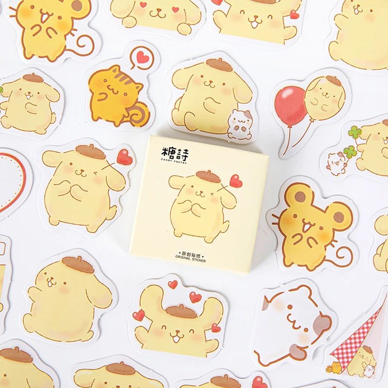 

45PCS Yellow Animal Paper Sticky Stickers Aesthetic Decoractive Phone Scrapbook Accessories Child Supply Stationery for Kids