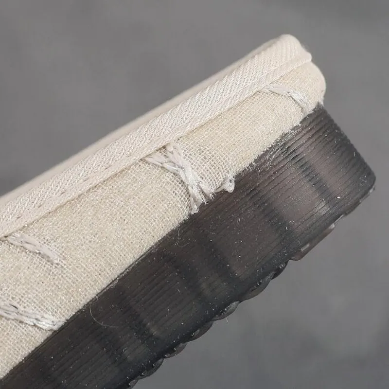 Women Cotton Fabric Summer Slipper with Butterfly-knot Ladies Fashion Pearl Mules Hemp Insole Flat Heeled Sweet Slides